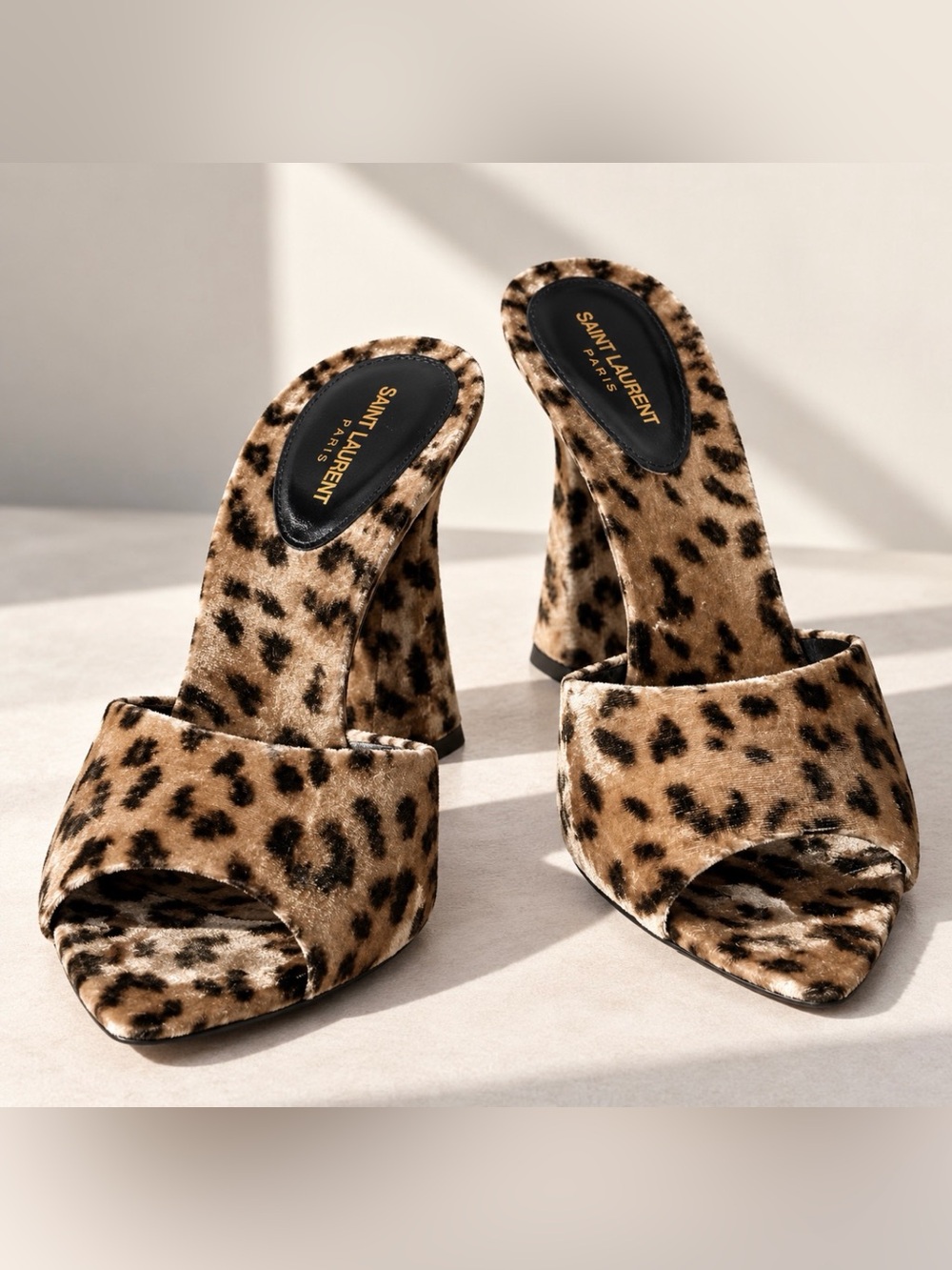 Saint Laurent Leopard Velvet Mule Heels EU 40 YSL